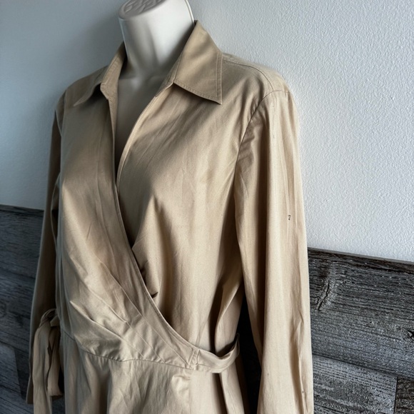 Lauren Ralph Lauren - Stretch-Cotton Blend Wrap Shirtdress Size 14 - Picture 3 of 8